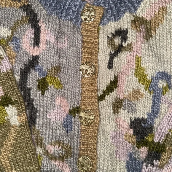 Tara Handknits Floral Cardigan Sweater | Hand Knit | Multicolor - Picture 4 of 14
